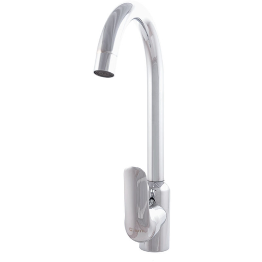Brass / Zinc Kitchen Faucet, Chrome Plated, Hot-Cold Water, Hoses, High Spout, Single Handle [QLI-FA1057] (QLI-FA1057)