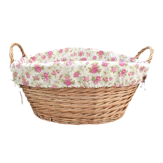 Garden Rose Lining Wicker Basket