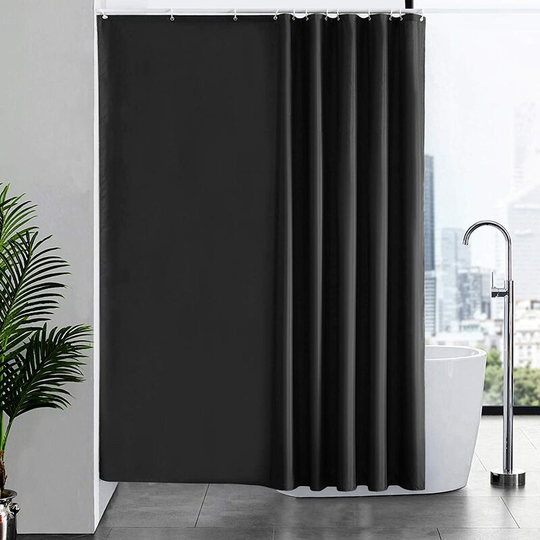1 Piece Mildew Proof Shower Curtain Washable Fabric Black Large Waterproof Polyester Bath Curtains for Bathtub Bathroom 200x200cm