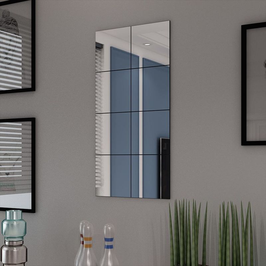 Frameless Mirror Tiles Glass 8 pcs 20.5 cm VD09383 - Hommoo