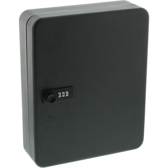 Lockable key box with numbered code, 36 numbered hooks, kc 36C key cabinets, steel sheet, matte black