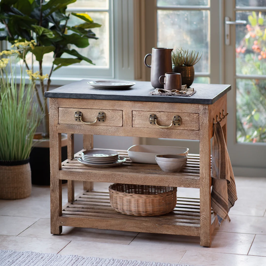 Jayceon 90.5 Cm Solid Wood Kitchen Island Marble