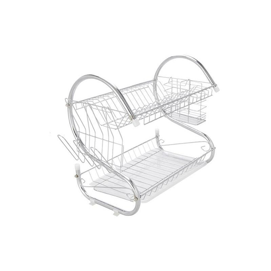 Multifunctional S-shaped Dual Layers Bowls & Dishes & Chopsticks & Spoons Collection Shelf Dish Drai