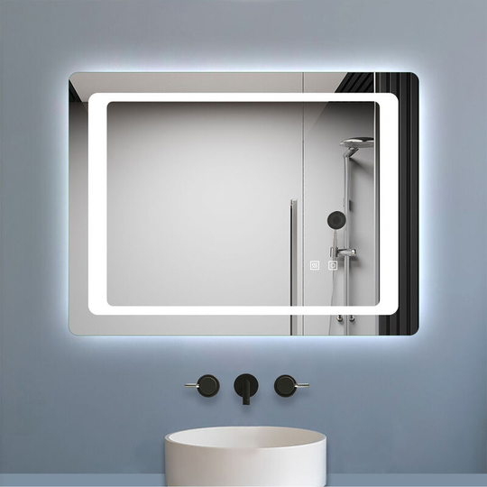 Biubiubath - 800 x 600mm Dual Touch 360� Backlit and Frontlit led Illuminated Bathroom Mirror with Light Sensor + Demister
