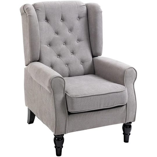 Accent Armchair Home Furniture Retro Tufted Club Wood Fabric Grey - Grey - Homcom