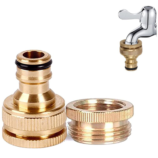 Garden Brass Faucet Connector, 1/2 Inch and 3/4 Inch 2-in-1 Female to Slot Adapter for Garden Hose Fittings, Water Threaded Faucet Adapter