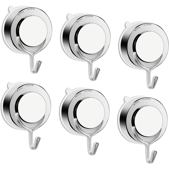 Perlerare - Vacuum Suction Cup Hook, Bathroom Kitchen Suction Cup Hook, Suction Wall Hook Strong Towel Hook Stainless Steel Shower Hook (6)
