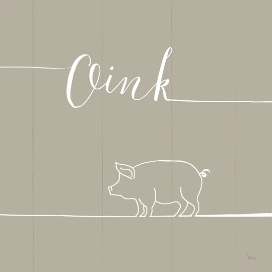 Underlined Farm V Greige by Veronique Charron - Wrapped Canvas Drawing Print