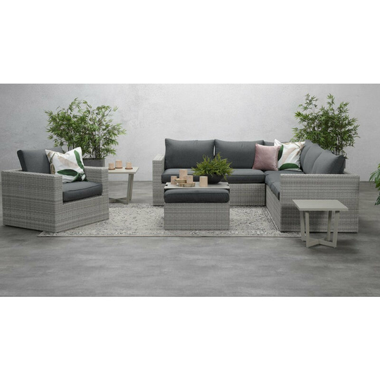 Orlando Corner Group, Armchair & Footstool. Vintage Grey - Vintage Grey