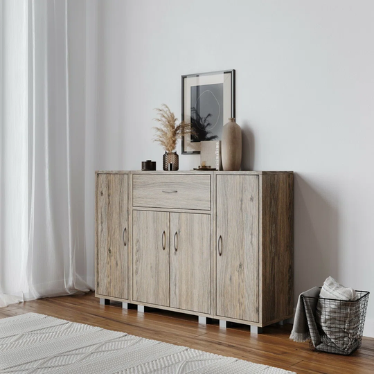 4 Door 1 Drawer Black Sideboard Cabinet