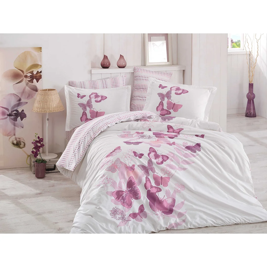 Crosier White Lilac Reinforced Cotton Microfibre 2 Piece Duvet Cover Set