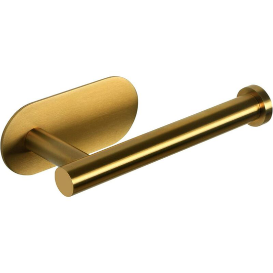 Self Adhesive Toilet Paper Holder for Bathroom, No Drilling Stainless Steel Toilet Roll Holder, Brushed Gold, Punch Free Toilet Paper Holder Wall