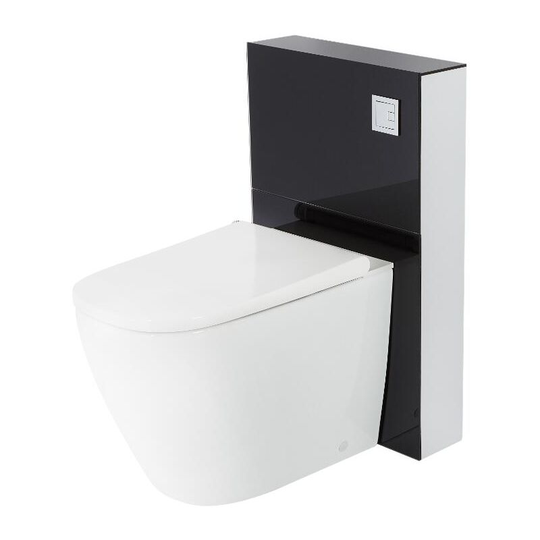 Milano - Arca - Black 504mm Bathroom Toilet wc Unit with Back to Wall Japanese Bidet Pan, Cistern and Seat