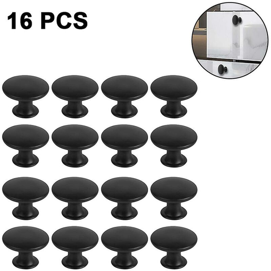 16 Pieces Cabinet Door Knobs, 30mm Vintage Dresser Knobs Set Black