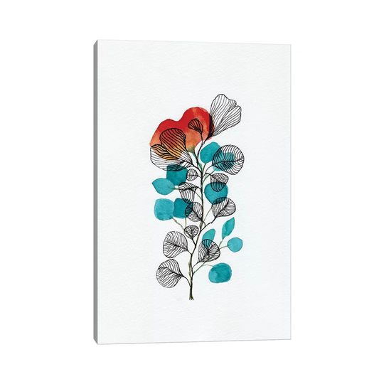 Watercolor + Ink Leaves II - Memorabilia on Canvas