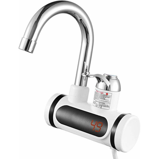 Rotatable Bathroom Kitchen Heater Faucet Water Tap 220V Tankless Electric Water Heater with LED Digital Display (Faucet Only)
