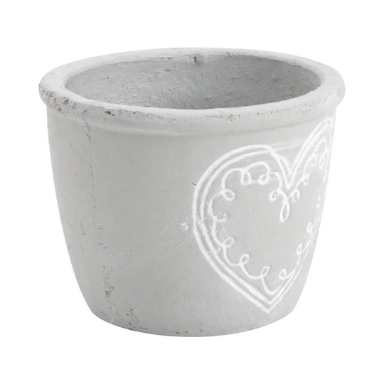 Cache Pot Heart In Cement Diameter 15Cm