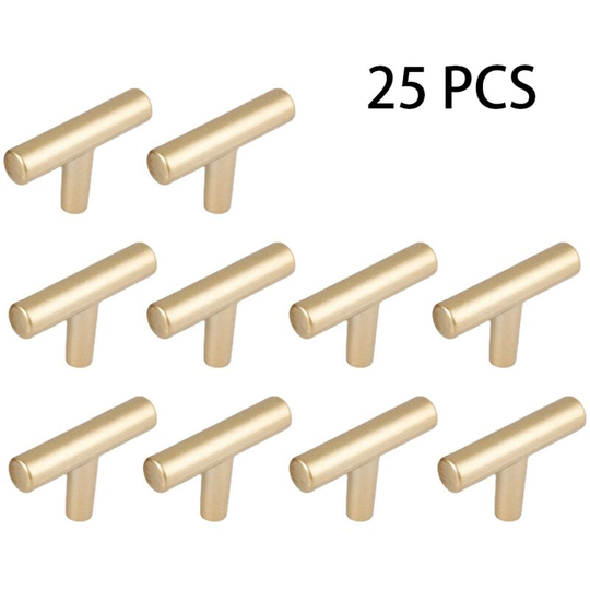 Set of 25 2" Long Sand Gold Zinc Alloy Kitchen Cupboard Pulls, Modern Minimalist Cabinet Door Handle, Door Handle