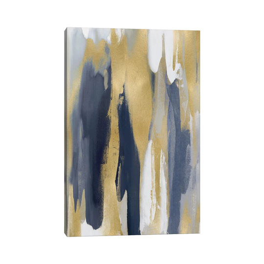 Converge Blue and Gold III by Jackie Hanson - Wrapped Canvas Art Prints