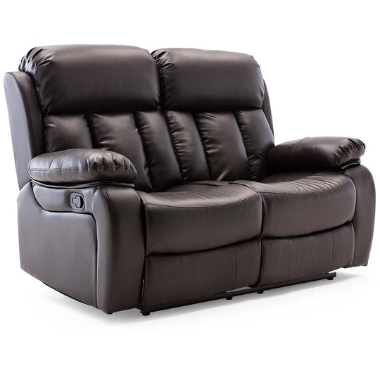 More4homes - chester high back manual bond grade leather recliner 3+2+1 suite sofa armchair set brown 2 seater - Brown
