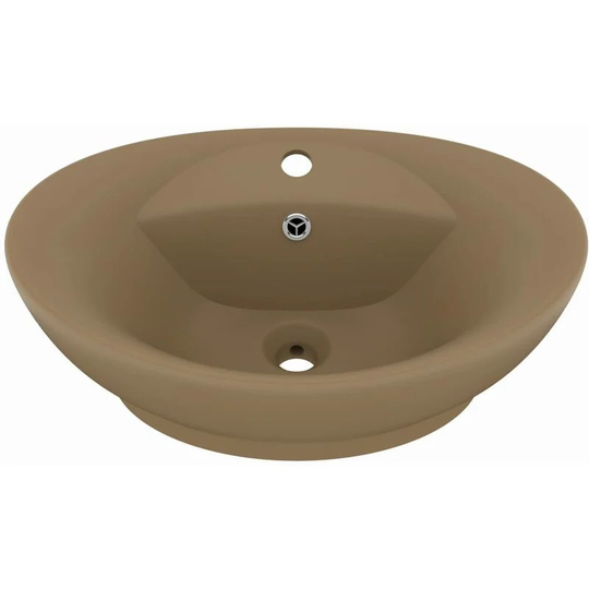 Luxury Basin Overflow Oval Matt Cream 58.5x39 cm Ceramic Vidaxl Cream