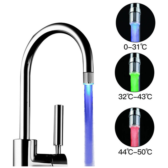 Ilovemilan - led Temperature Sensitive 3-Color Light-up Faucet Kitchen Bathroom Glow Water Saving Faucet Aerator Tap Nozzle Shower