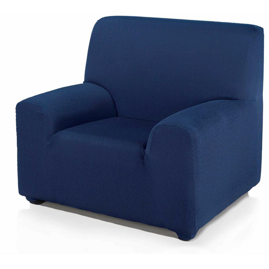 HOMESCAPES Single Seat 'Iris' Armchair Cover Elasticated Slipcover Protector, Navy - Navy - Navy