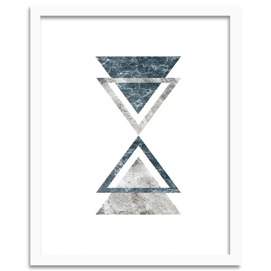 'Abstraction with Marble Triangles' - Picture Frame Graphic Art Print on Paper