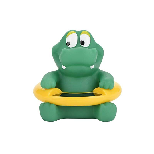 Compact Thermometer, LED Display Floating PC + Resin Baby Bath Thermometer, Cute Cartoon Crocodile Shaped Bathtub (Green Crocodile)