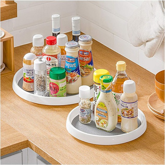 1 Pack Spice Carousel Spice Cabinet Spice Rack Kitchen Spice Carousel Rotating Spice Rack Rotating Tray Round Tray for Kitchen, Fridge, Cabinet,