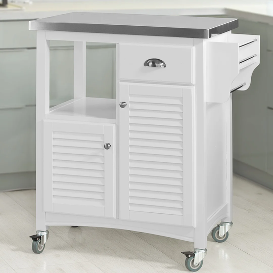 Nome Kitchen Cart with Stainless Steel Top