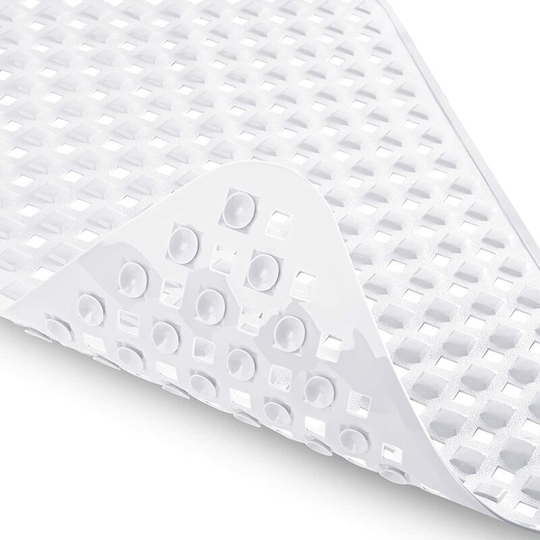 Kartokner - Non Slip Bathtub Mats with Drain Holes, Suction Cups, Machine Washable 34.5 x 15.5 In, White