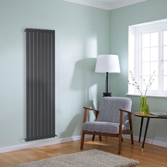 NRG - Anthracite Flat Panel Radiator Designer Column Bathroom Central Heating Single 1600x544mm