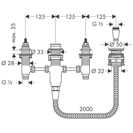 Built-in Body For 4-Hole Bathtub Mixer