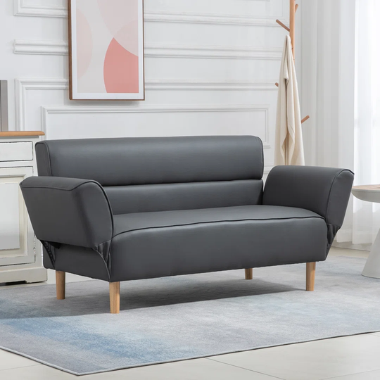 Jakada 164Cm Faux Leather Roll Arms Sofa