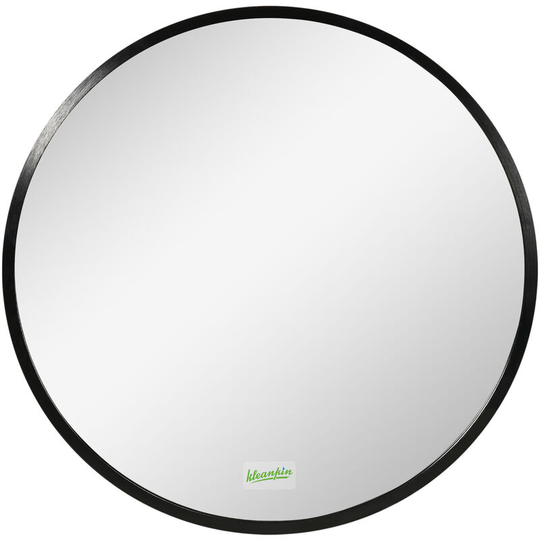 Round Bathroom Mirror, Modern Wall Mirror Aluminium Frame, 40x40 cm - Black - Kleankin