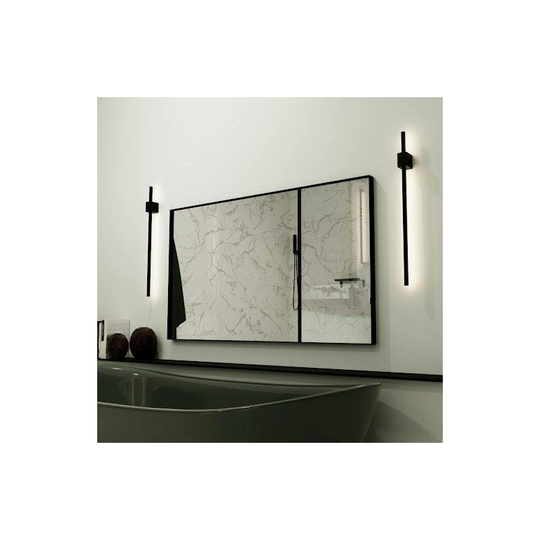 Modern Rectangular Bathroom Mirror Wall Mounted Vanity Matt Black 1000 x 800mm - Black