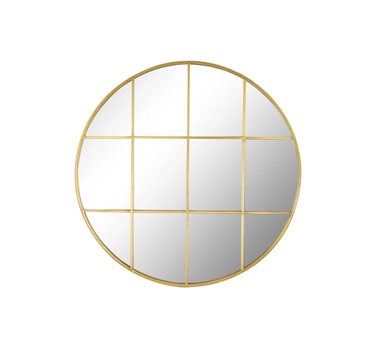 Elektra Window Pane Metal Framed Wall Mounted Accent Mirror in Gold