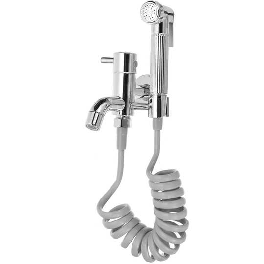 Bathroom 3 in 1 Brass Tap with Stainless Steel Bidet Spray Toilet Sliver