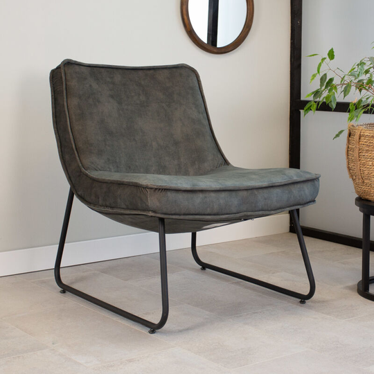 Industrial Armchair Green Lowen Velvet - Green
