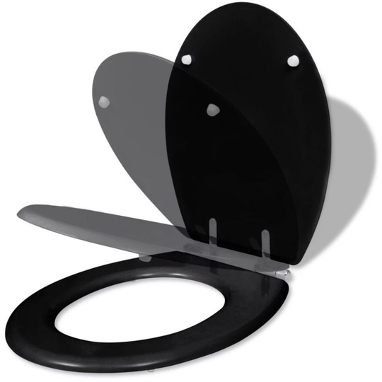 Wc Toilet Seat mdf Soft Close Lid Simple Design Black VD03711 - Hommoo