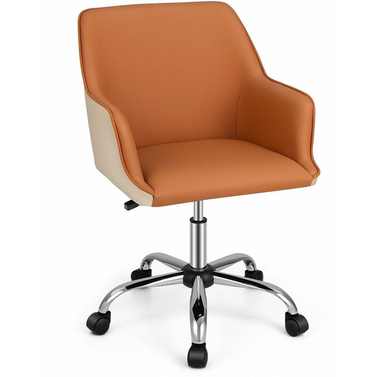 Pu Leather Leisure Chair Adjustable Computer Desk Chair Rolling Makeup Armchair