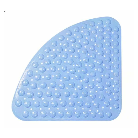 Bette Non-slip Shower Mat for Bathtub with Drainage Port for Shower or Bathtub, pvc Triangle Bath Mat 54 x 54 cm, blue