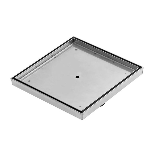 200mm Square Brushed Stainless Steel Tile Insert Shower Drain - Milano