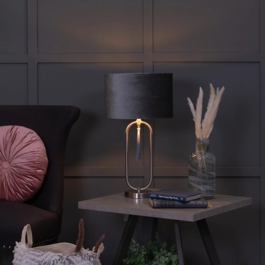 Rebekah 56Cm Satin Nickel Table Lamp