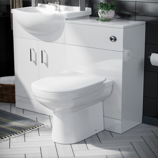 Neshome - Ellen 550mm Flat Pack Vanity Basin Unit, wc Unit, Elso Back To Wall Toilet, Mono Mixer & Wate White