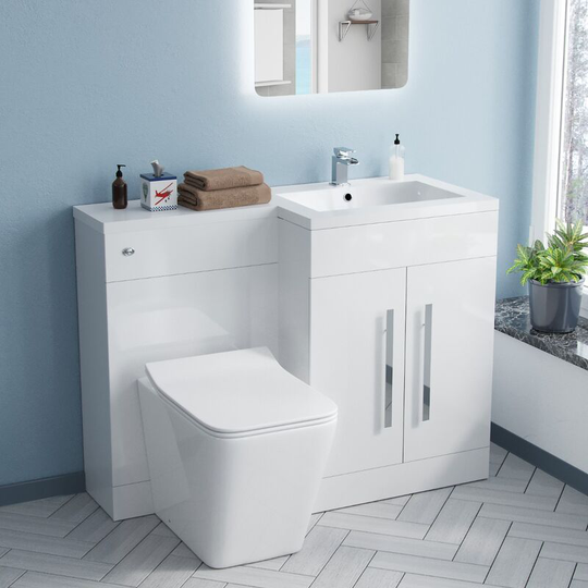 Neshome - Aric rh 1100mm Vanity Basin Unit, wc Unit & Elora Back To Wall Toilet White