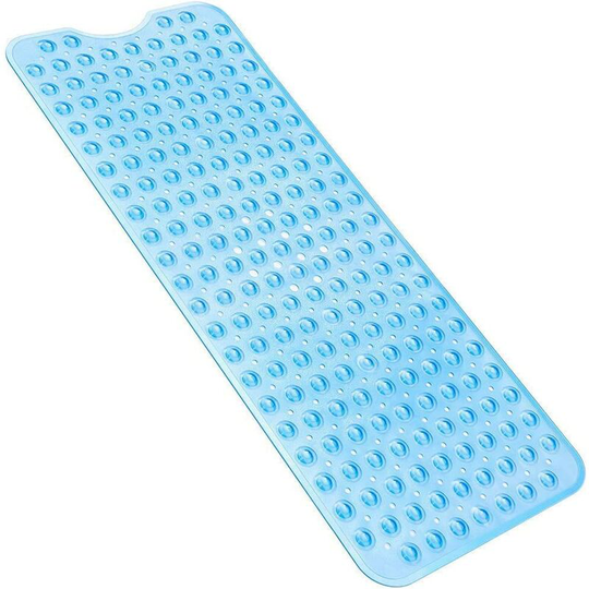 Perlerare - Non Slip Bathtub Extra Long Non Slip Bath Mat Bathtub Mat, Anti Slip Shower Mat with Suction Cup 100 * 40cm (Transparent Blue)