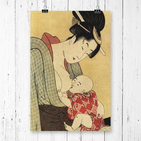 'Vintage Japanese Oriental Art' by Kitagawa Utamaro Graphic Art