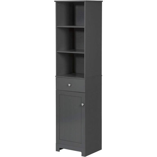 Tall Bathroom Cabinet Bathroom Storage Cabinet with 3 Shelves 1 Drawer 1 Cabinet,BZR17-DG - Sobuy